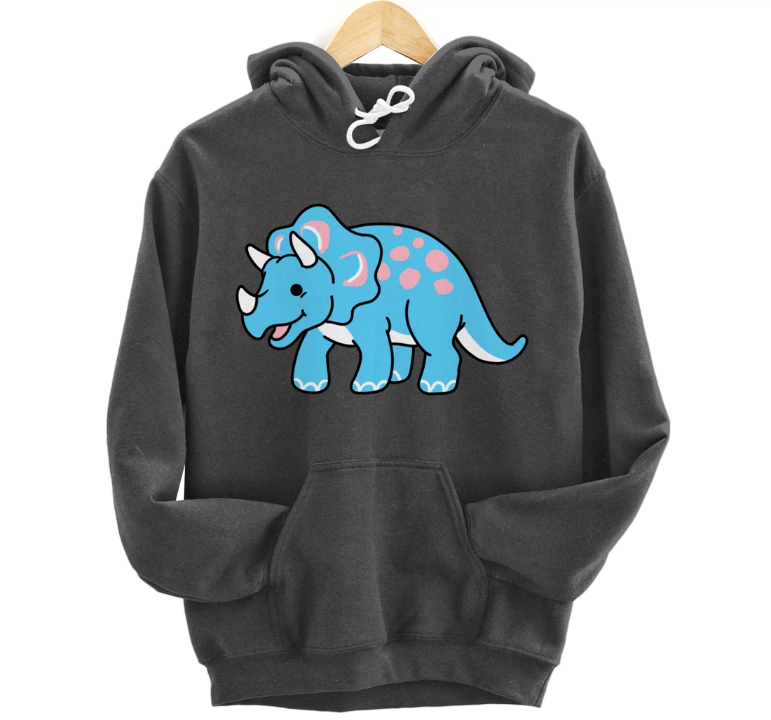 Trans Pride Triceratops Transgender Gift Pullover Hoodie