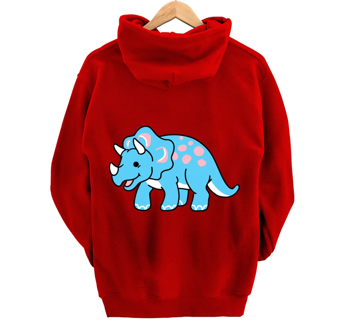 Trans Pride Triceratops Transgender Gift Pullover Hoodie