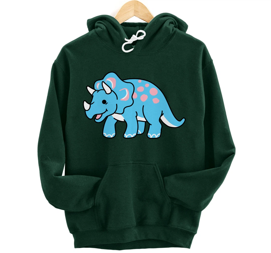 Trans Pride Triceratops Transgender Gift Pullover Hoodie