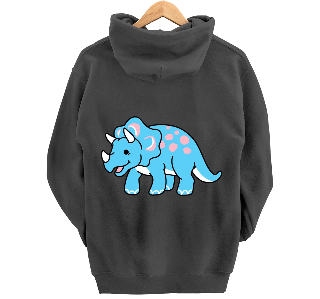 Trans Pride Triceratops Transgender Gift Pullover Hoodie