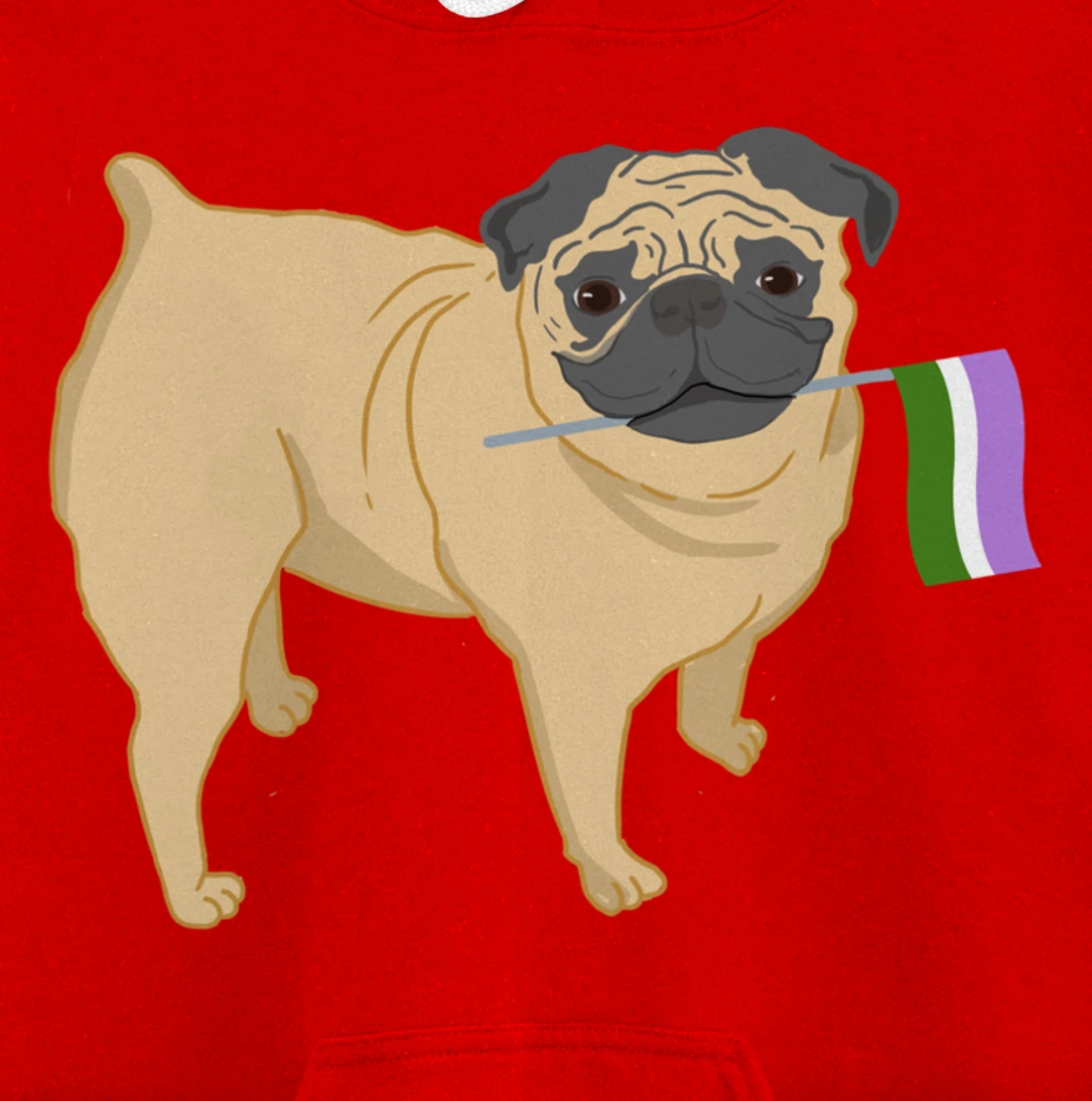 Pug With Genderqueer Pride Flag Pullover Hoodie