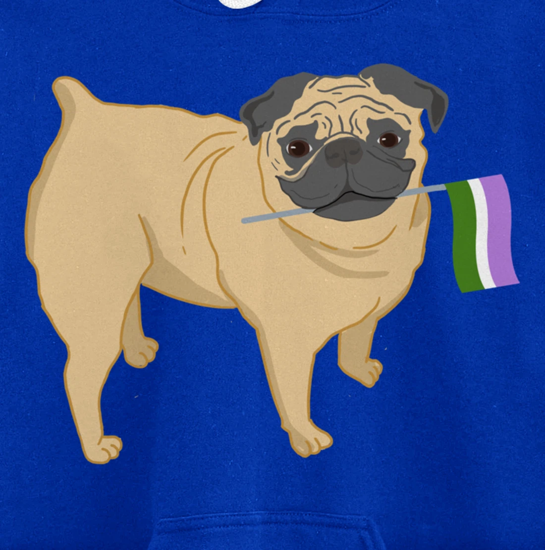 Pug With Genderqueer Pride Flag Pullover Hoodie