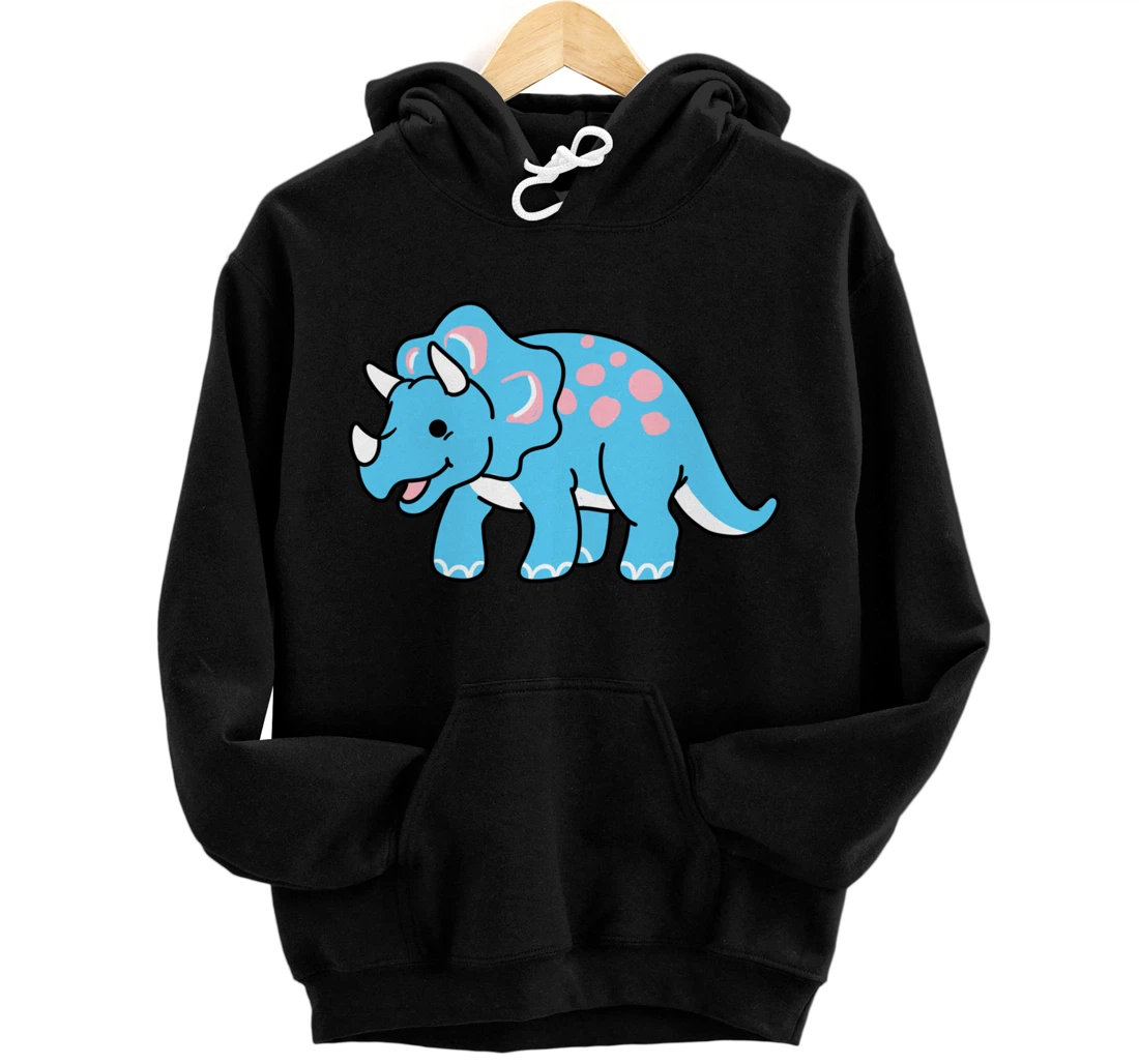 Trans Pride Triceratops Transgender Gift Pullover Hoodie