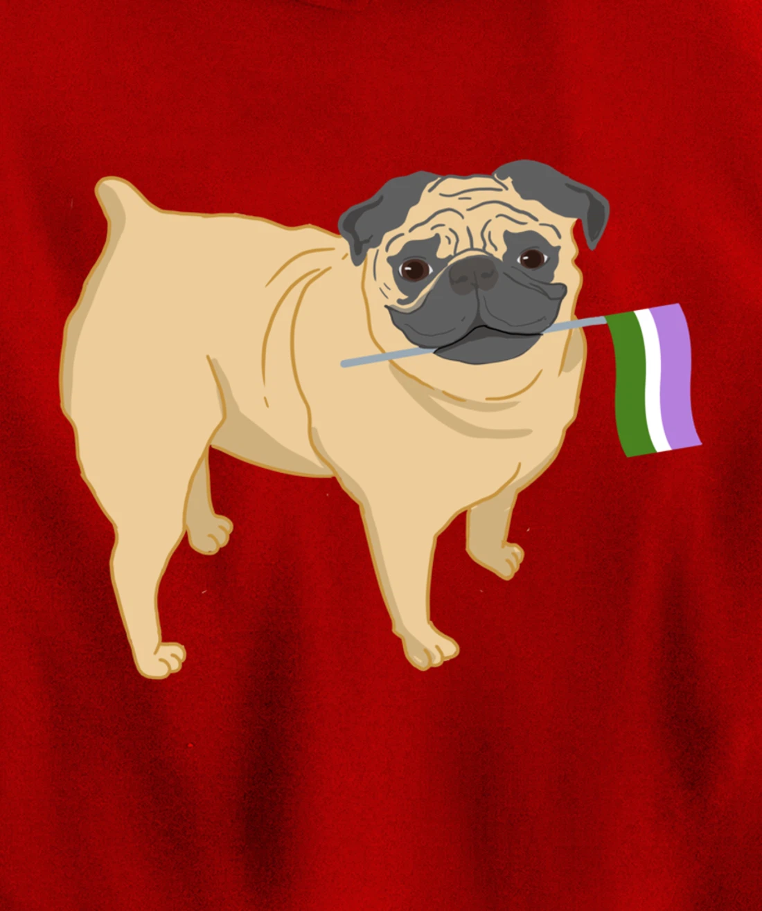 Pug With Genderqueer Pride Flag Pullover Hoodie