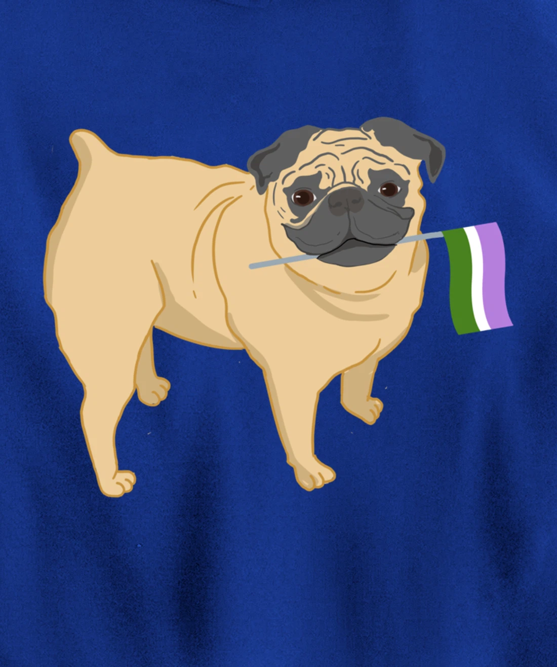 Pug With Genderqueer Pride Flag Pullover Hoodie