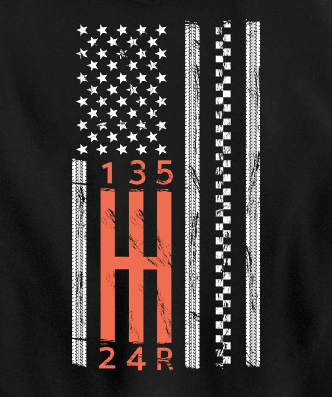 Stick Shift American Flag Manual Transmission Gearbox Pullover Hoodie