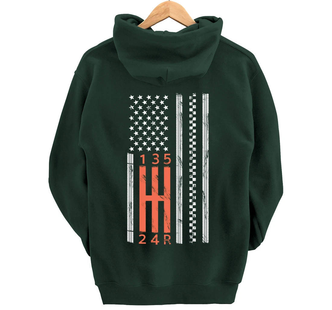 Stick Shift American Flag Manual Transmission Gearbox Pullover Hoodie