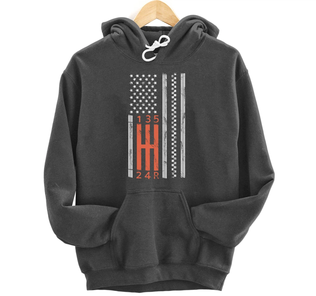 Stick Shift American Flag Manual Transmission Gearbox Pullover Hoodie