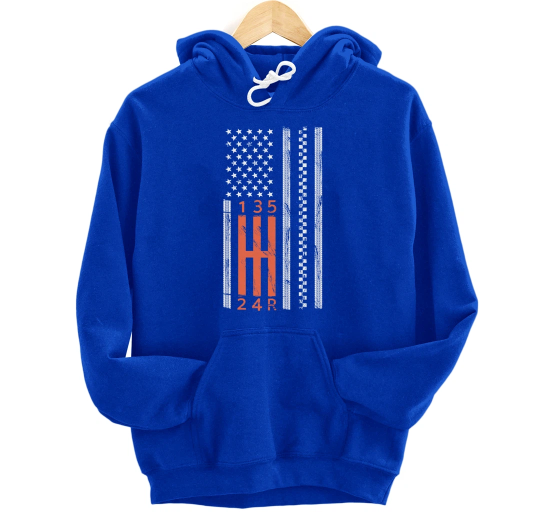 Stick Shift American Flag Manual Transmission Gearbox Pullover Hoodie
