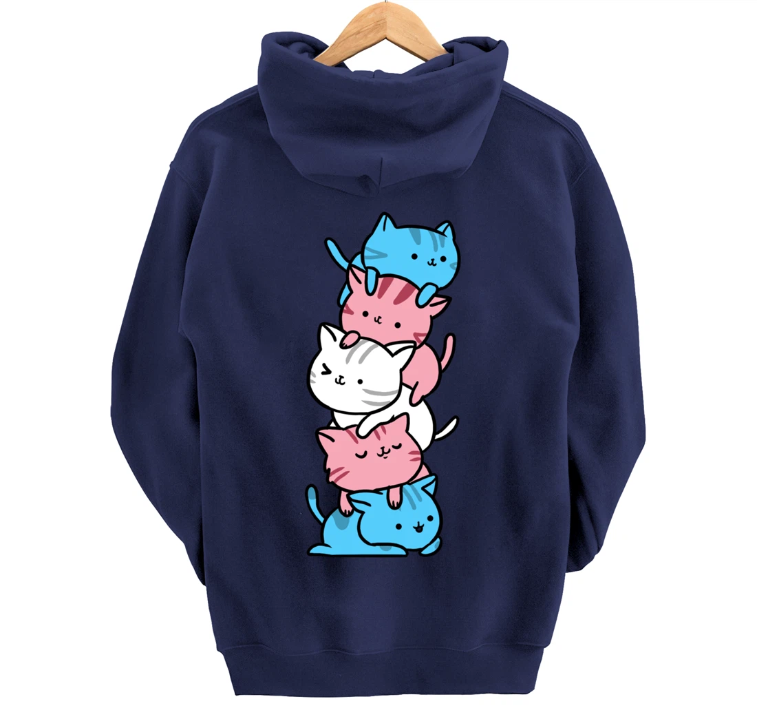 Kawaii Cat Pile Transgender Gift Pullover Hoodie