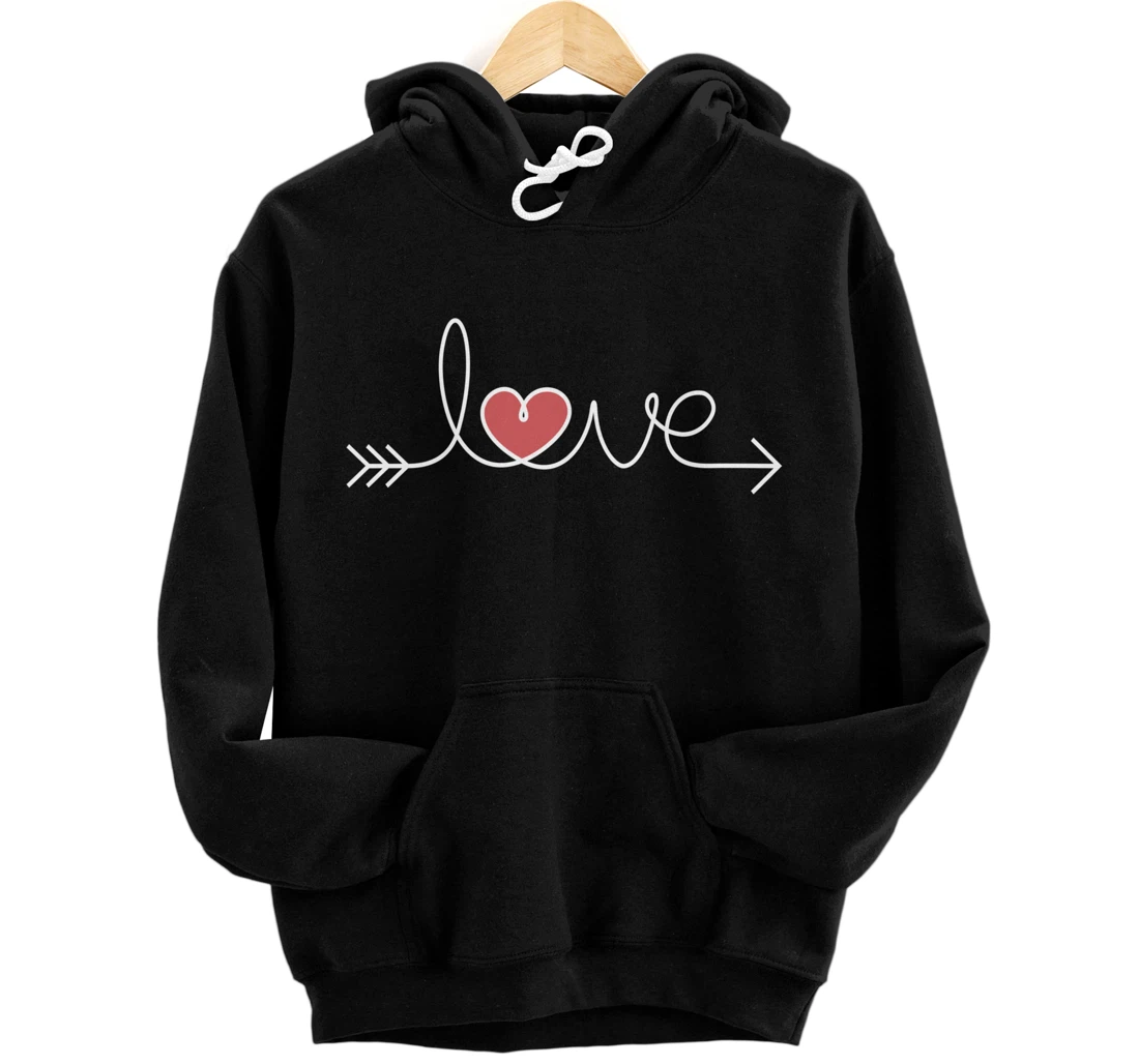 Love Hoodie Women Men Heart Arrow Graphic Valentine's Day Pullover Hoodie