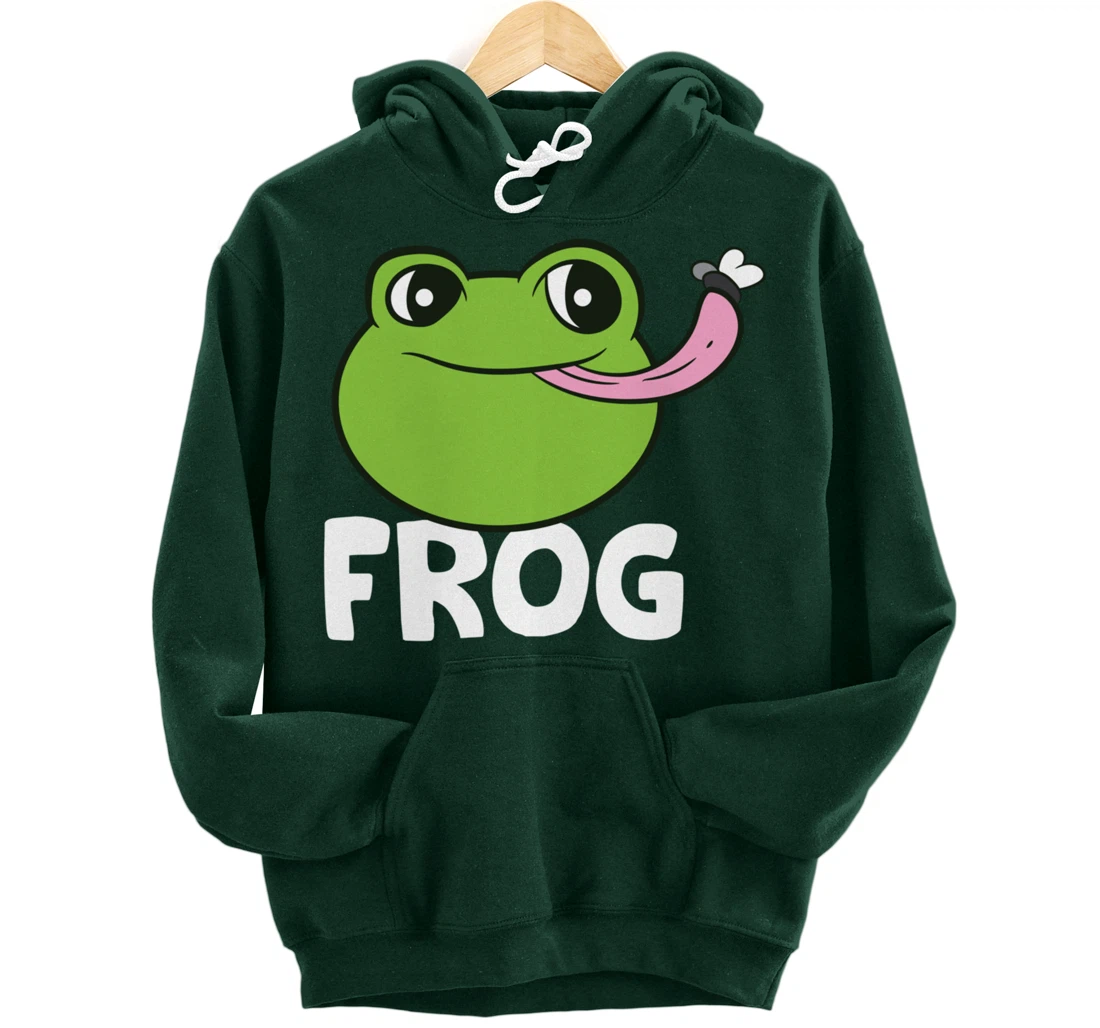 Frog Eating Flies Love Toads Funny Frog Lover Gifts Pullover Hoodie