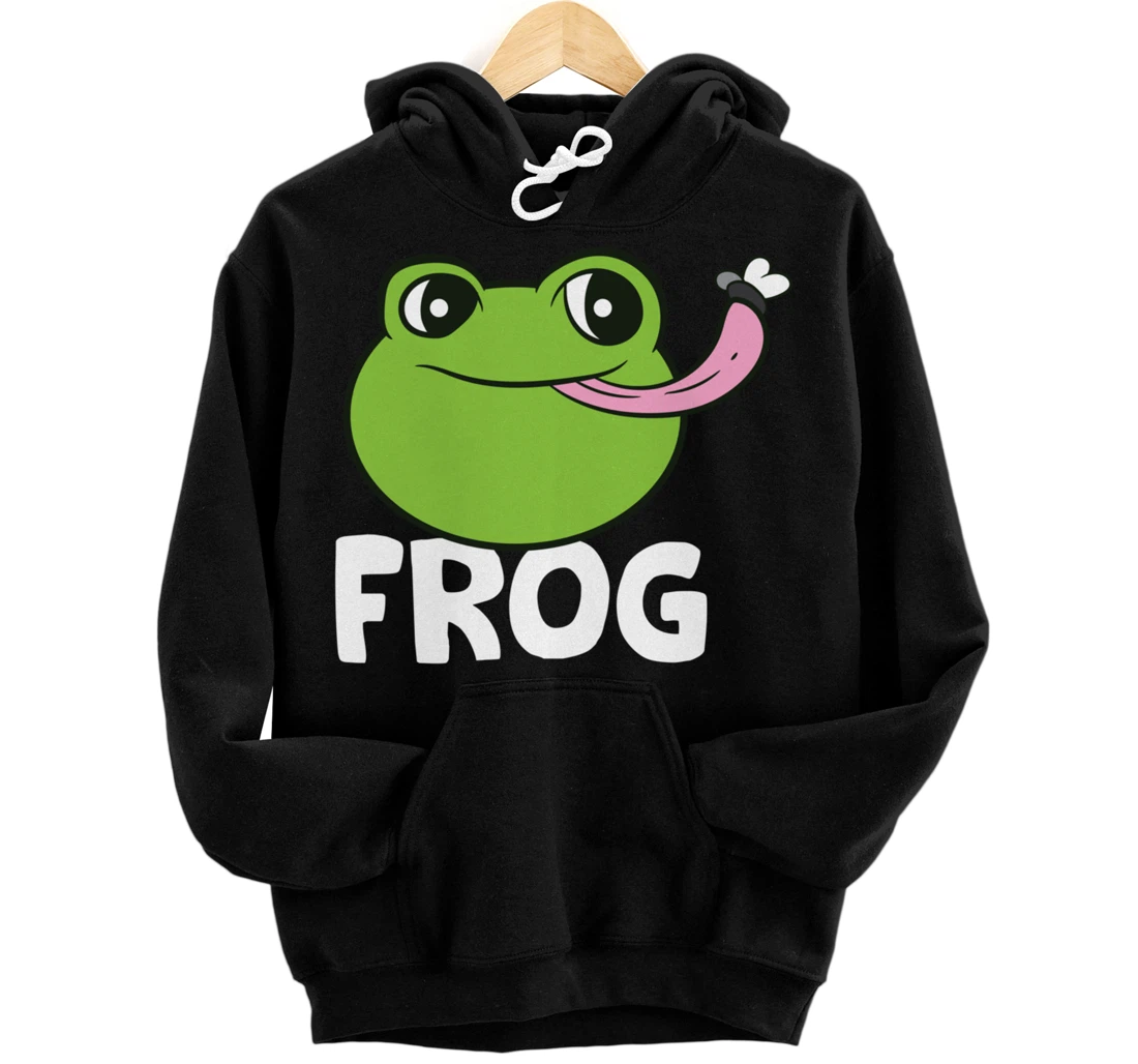 Frog Eating Flies Love Toads Funny Frog Lover Gifts Pullover Hoodie