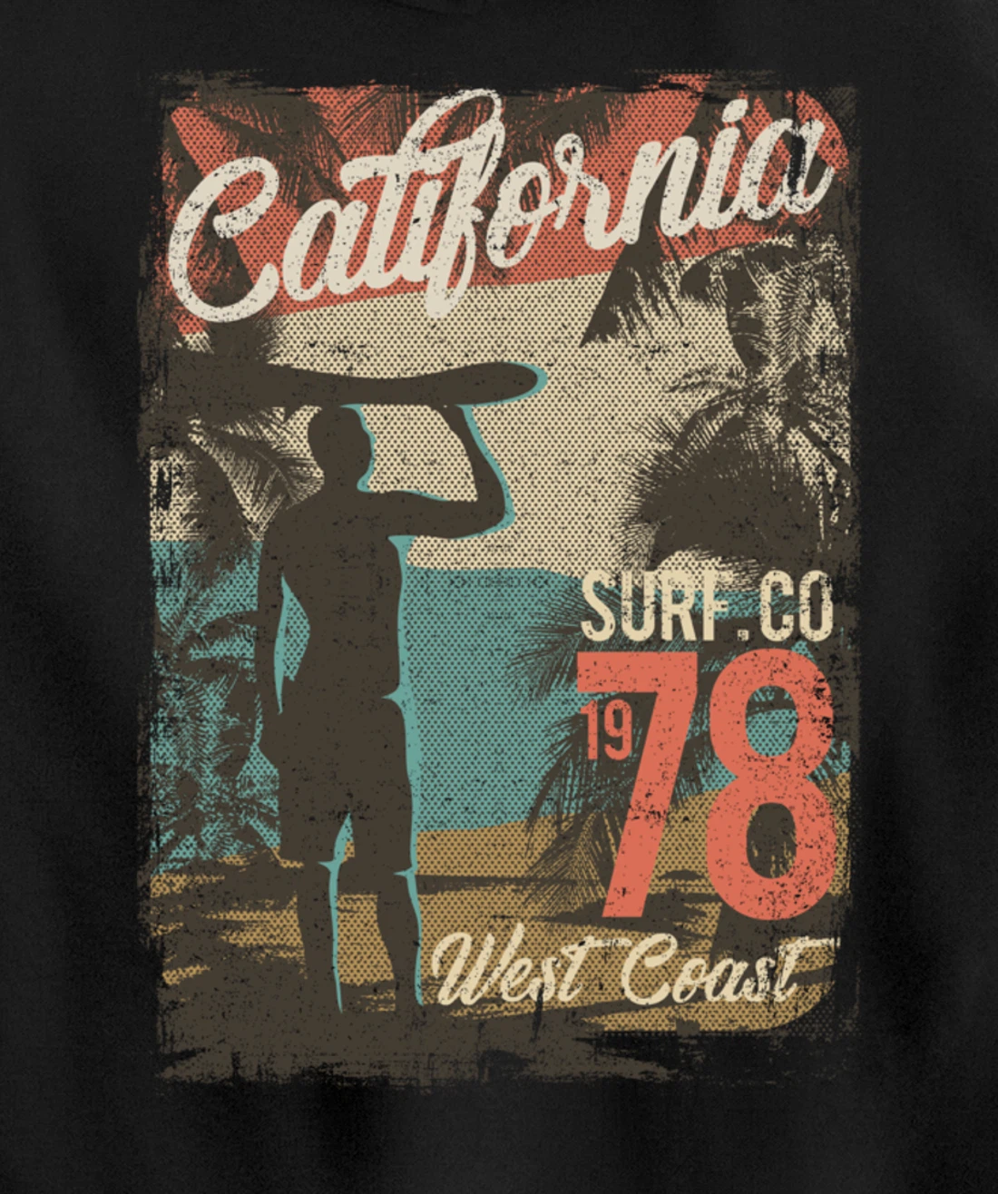 California Retro Surfing West Coast 1978 Pullover Hoodie