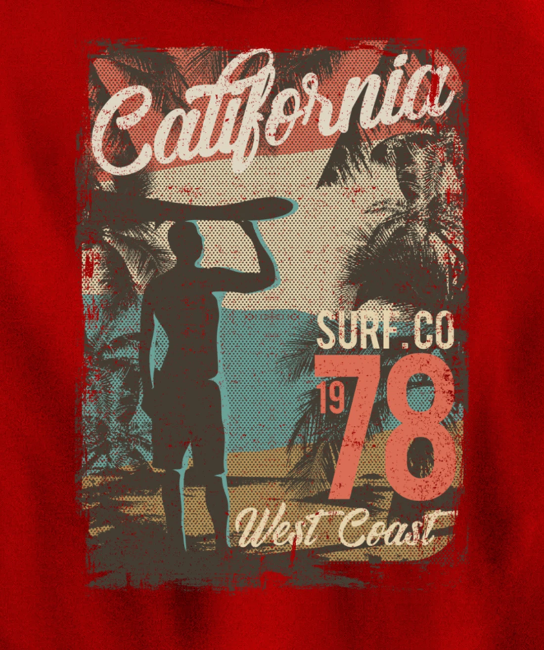 California Retro Surfing West Coast 1978 Pullover Hoodie