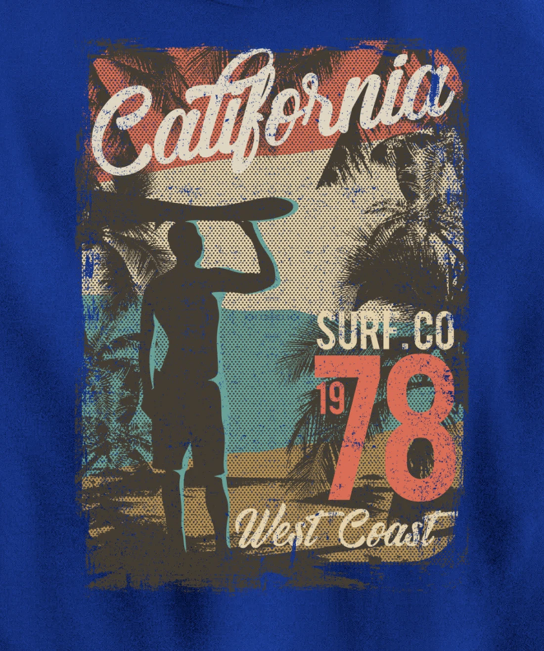 California Retro Surfing West Coast 1978 Pullover Hoodie