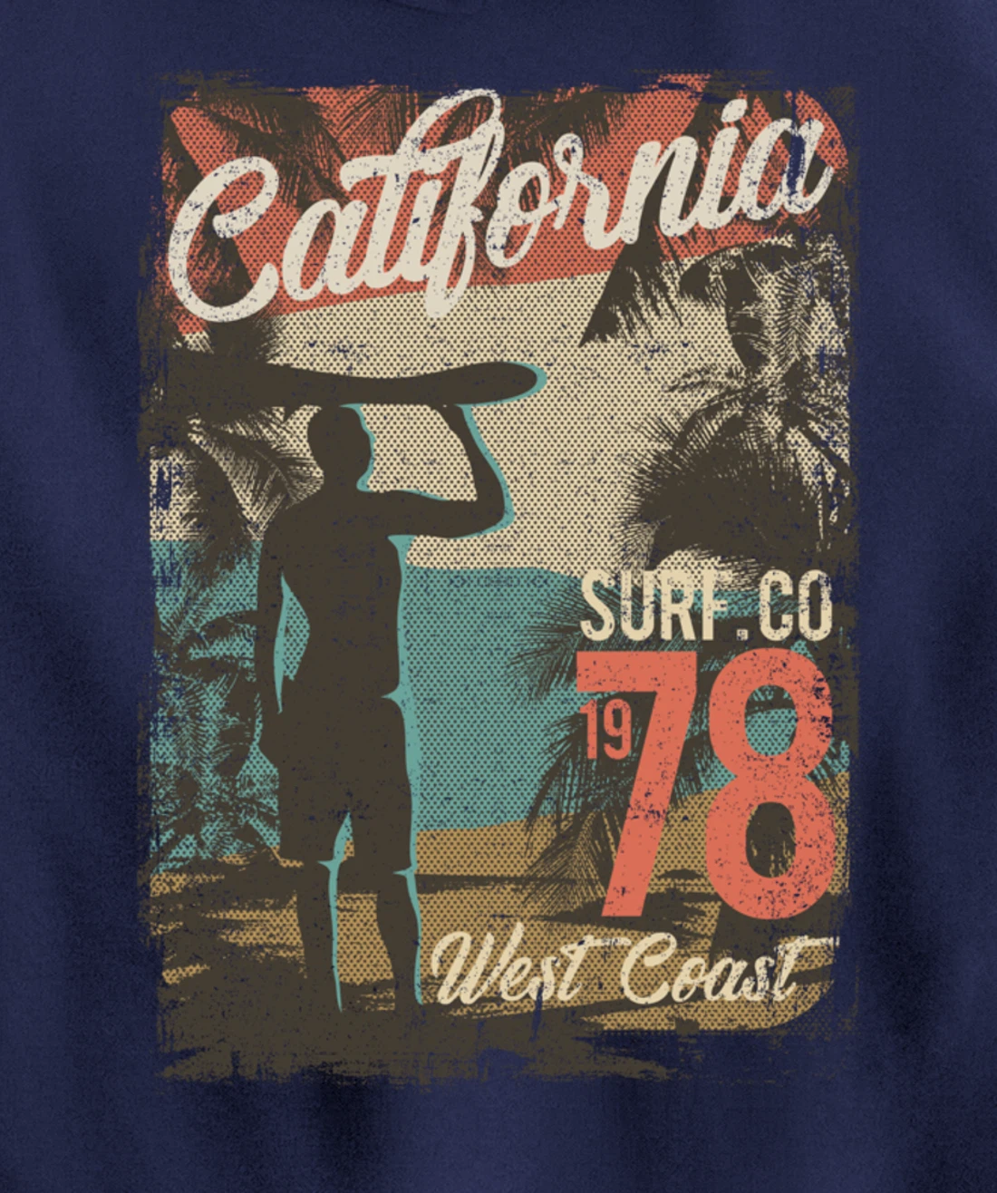 California Retro Surfing West Coast 1978 Pullover Hoodie