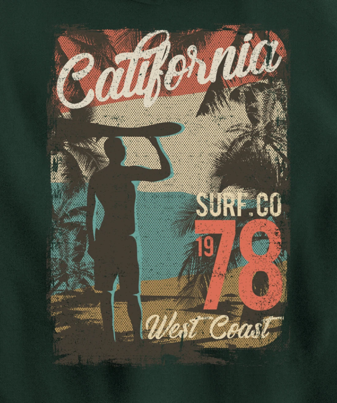 California Retro Surfing West Coast 1978 Pullover Hoodie