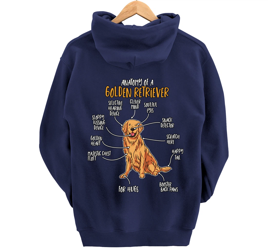 Golden Retriever Gift Stuff Anatomy Of A Golden Retriever Pullover Hoodie