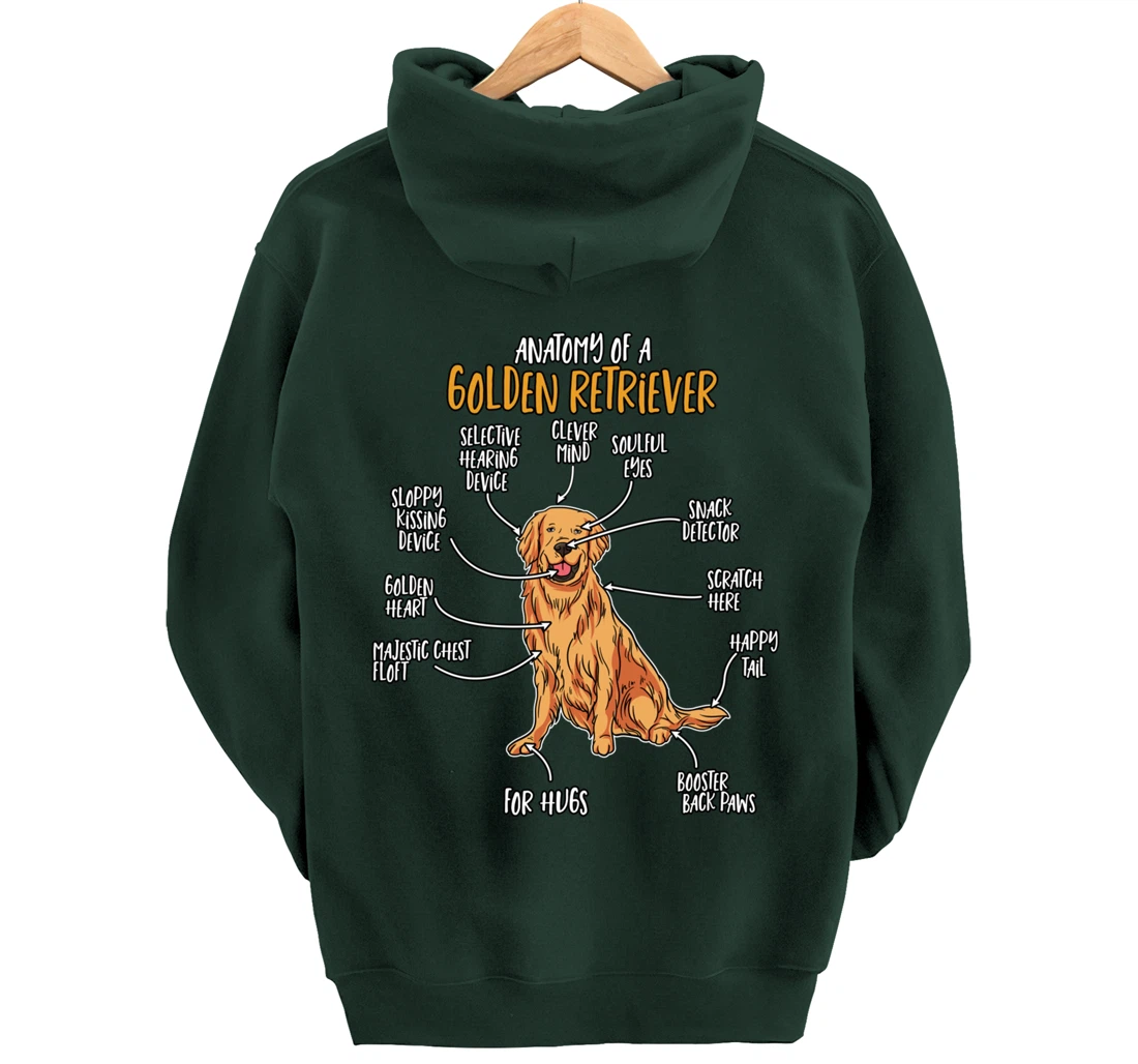 Golden Retriever Gift Stuff Anatomy Of A Golden Retriever Pullover Hoodie