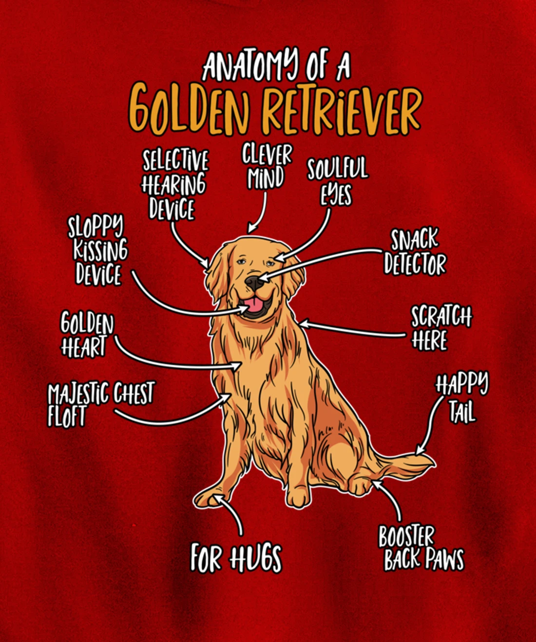 Golden Retriever Gift Stuff Anatomy Of A Golden Retriever Pullover Hoodie