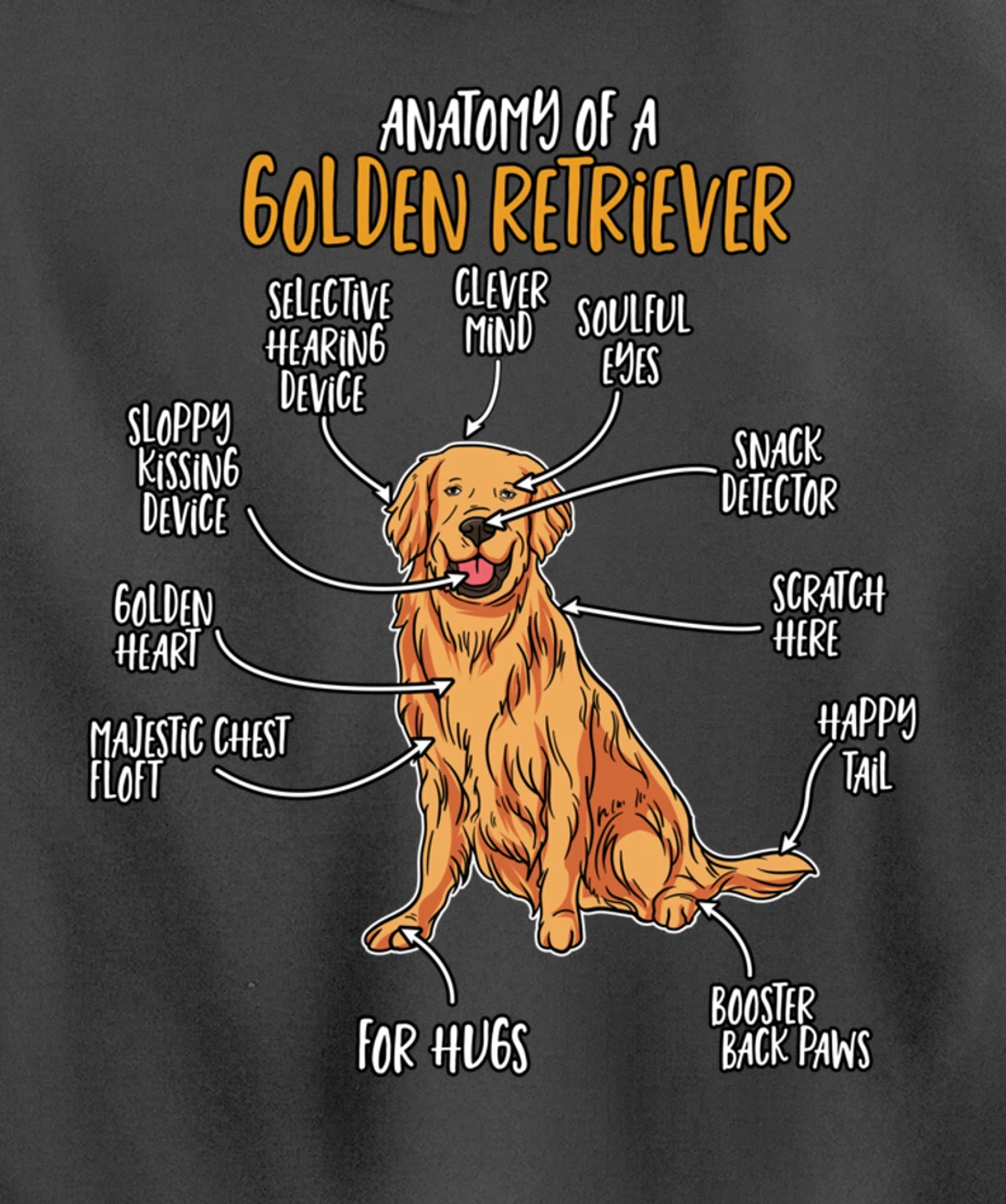 Golden Retriever Gift Stuff Anatomy Of A Golden Retriever Pullover Hoodie