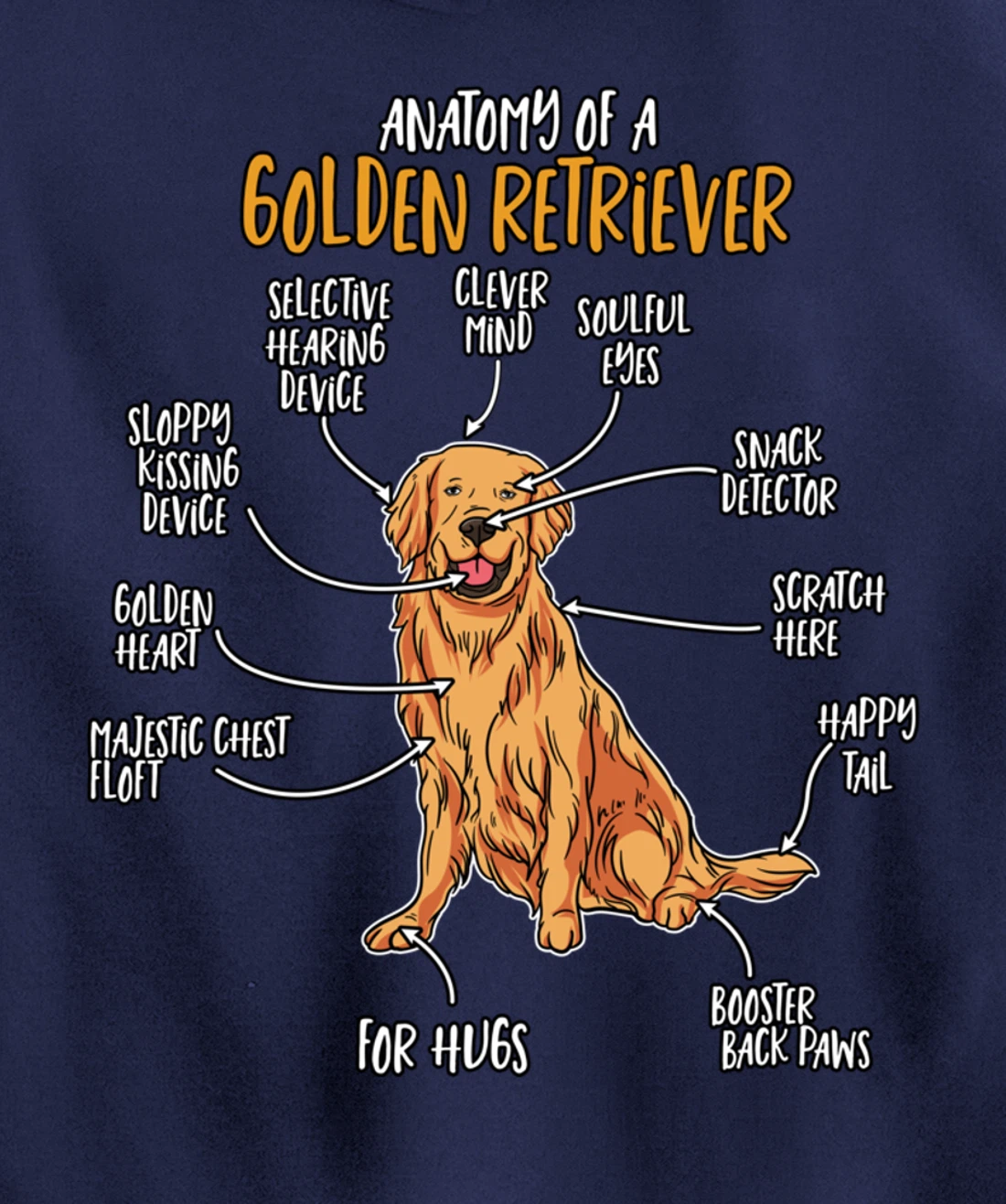 Golden Retriever Gift Stuff Anatomy Of A Golden Retriever Pullover Hoodie