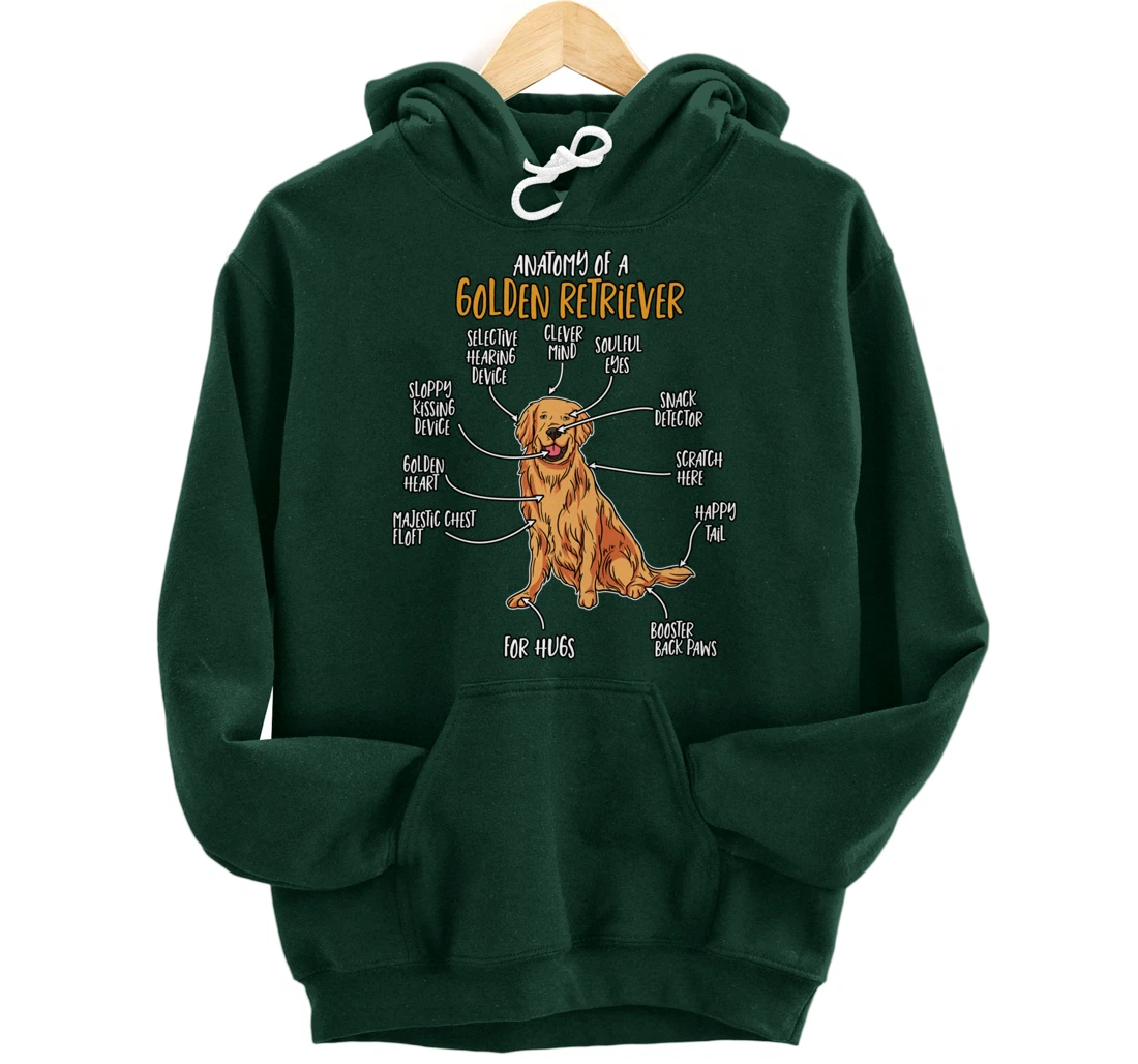 Golden Retriever Gift Stuff Anatomy Of A Golden Retriever Pullover Hoodie