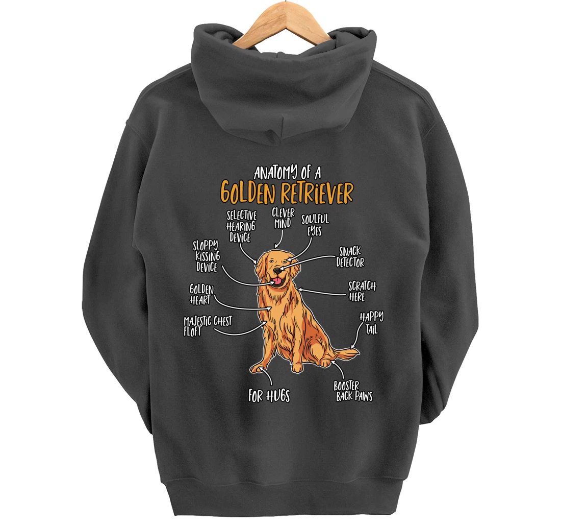 Golden Retriever Gift Stuff Anatomy Of A Golden Retriever Pullover Hoodie