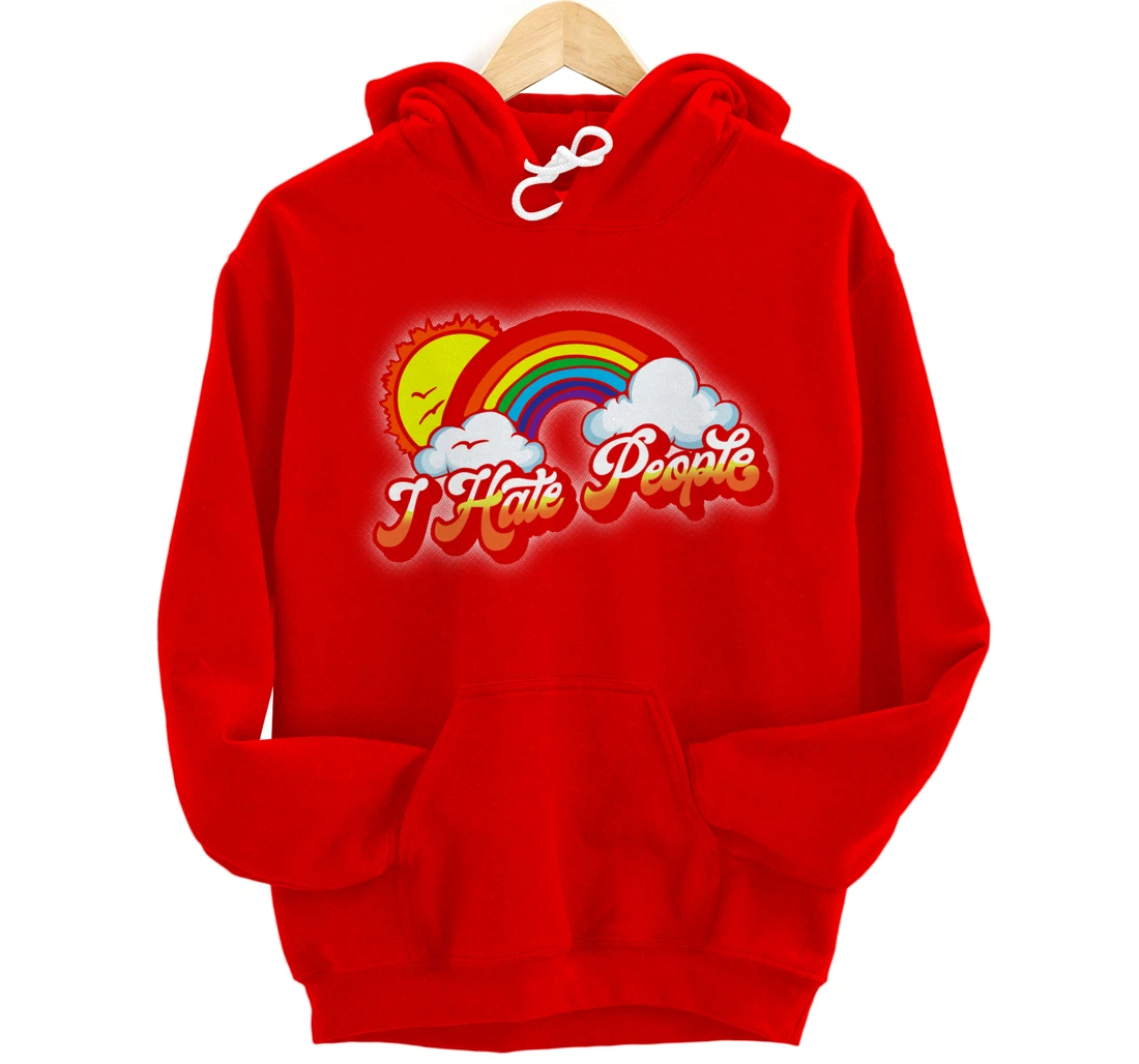 I Hate People Funny Antisocial Introvert Vintage Rainbow Pullover Hoodie