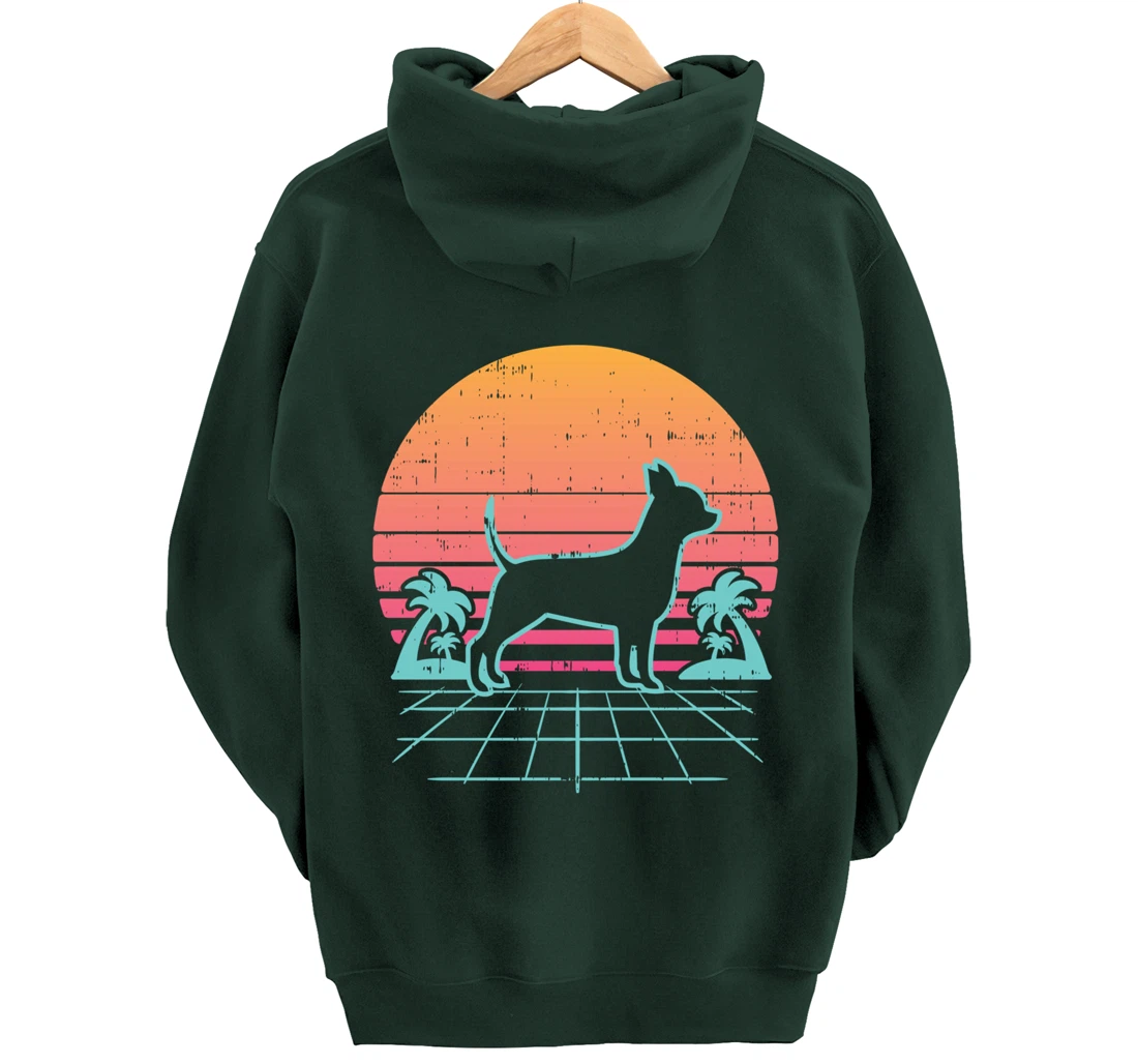 Chihuahua Vaporwave Retro Chiwawa Dog 80s 90s Japanese Gift Pullover Hoodie