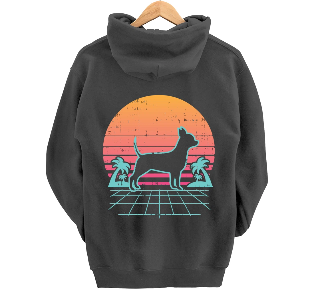 Chihuahua Vaporwave Retro Chiwawa Dog 80s 90s Japanese Gift Pullover Hoodie