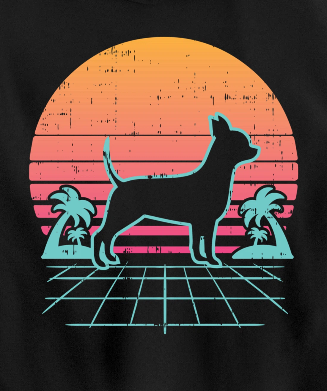Chihuahua Vaporwave Retro Chiwawa Dog 80s 90s Japanese Gift Pullover Hoodie