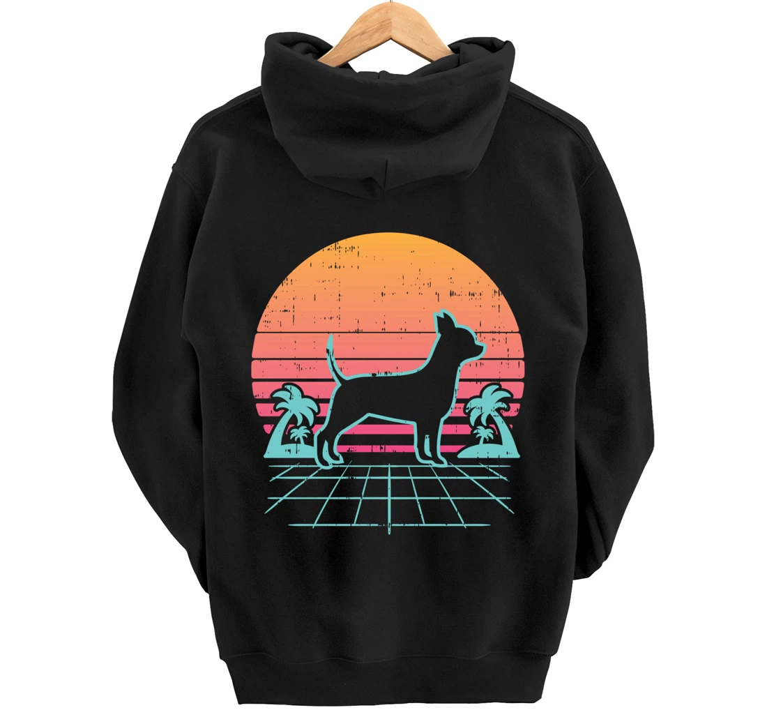 Chihuahua Vaporwave Retro Chiwawa Dog 80s 90s Japanese Gift Pullover Hoodie