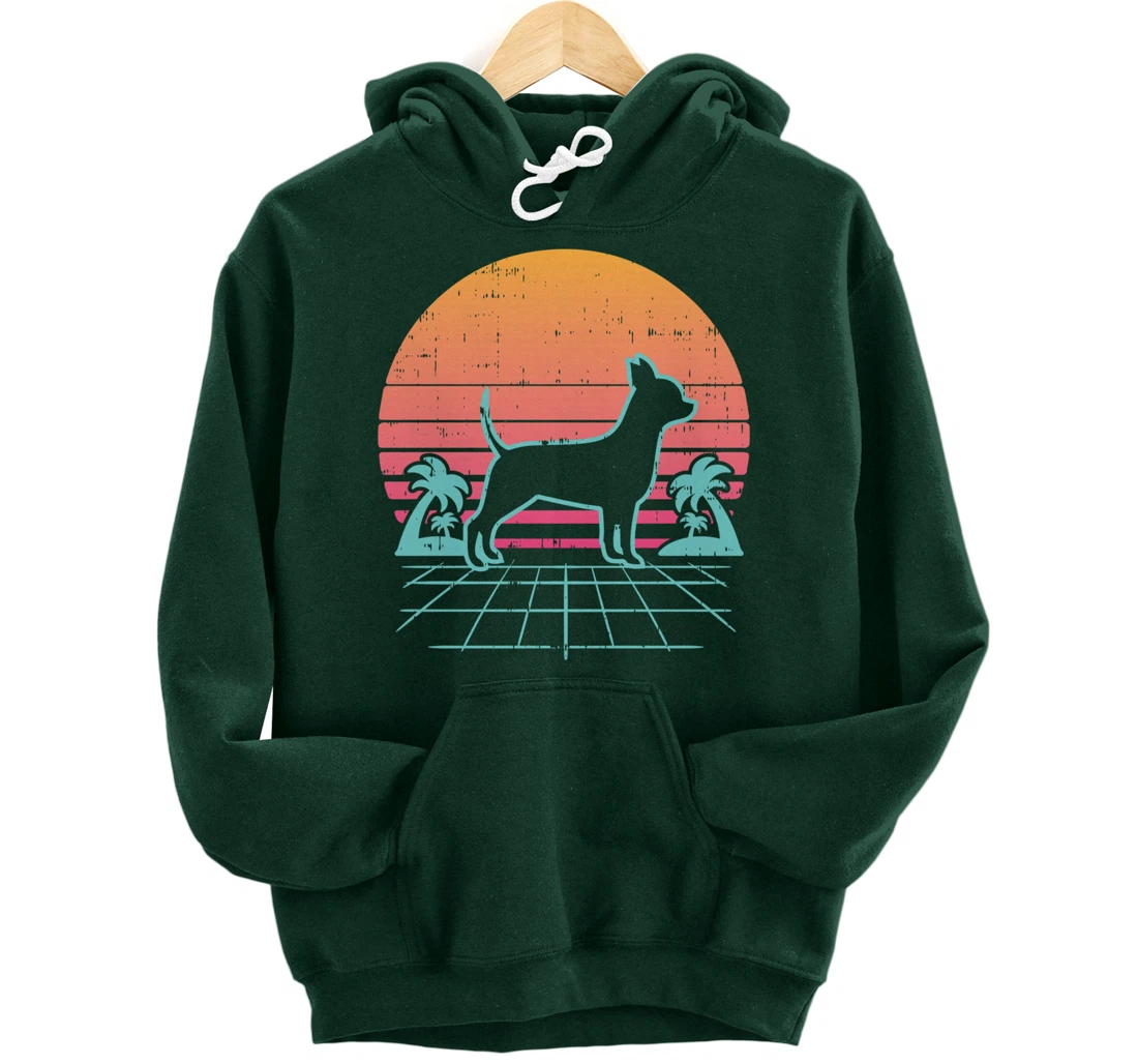 Chihuahua Vaporwave Retro Chiwawa Dog 80s 90s Japanese Gift Pullover Hoodie