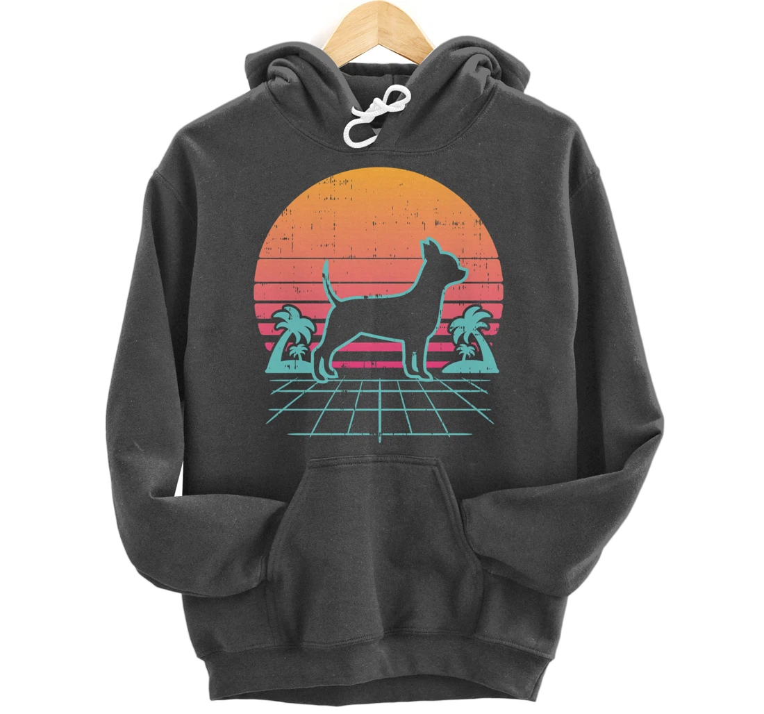 Chihuahua Vaporwave Retro Chiwawa Dog 80s 90s Japanese Gift Pullover Hoodie