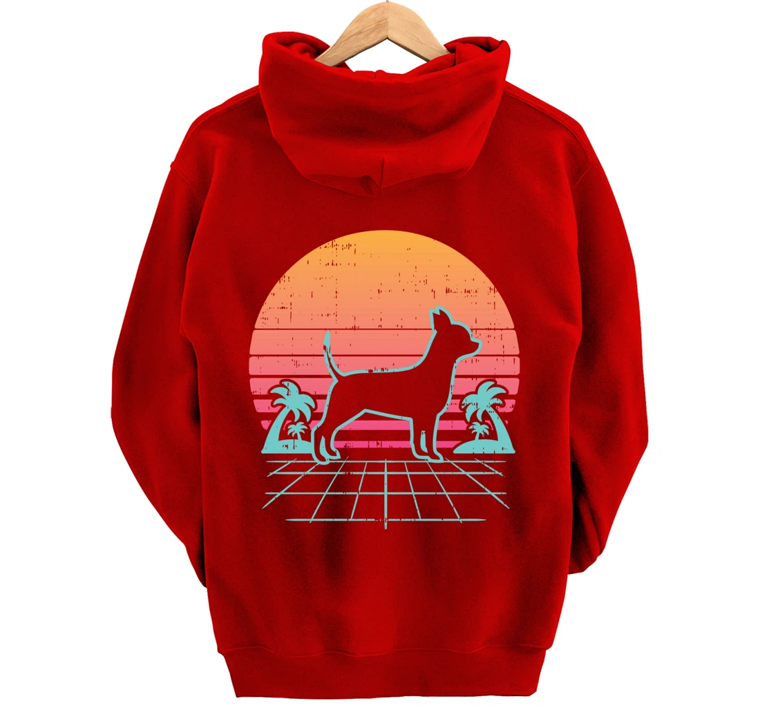 Chihuahua Vaporwave Retro Chiwawa Dog 80s 90s Japanese Gift Pullover Hoodie