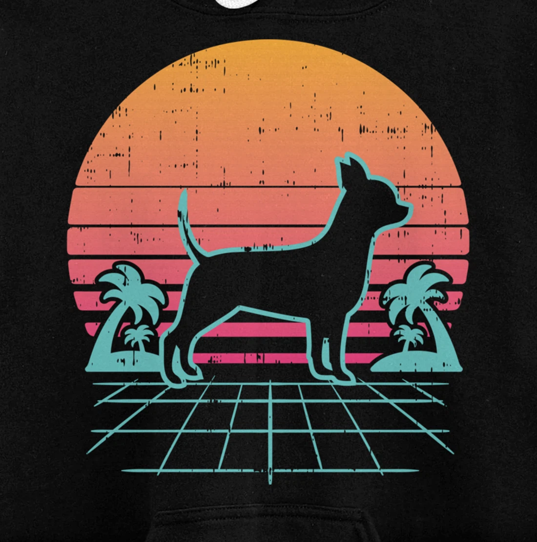 Chihuahua Vaporwave Retro Chiwawa Dog 80s 90s Japanese Gift Pullover Hoodie