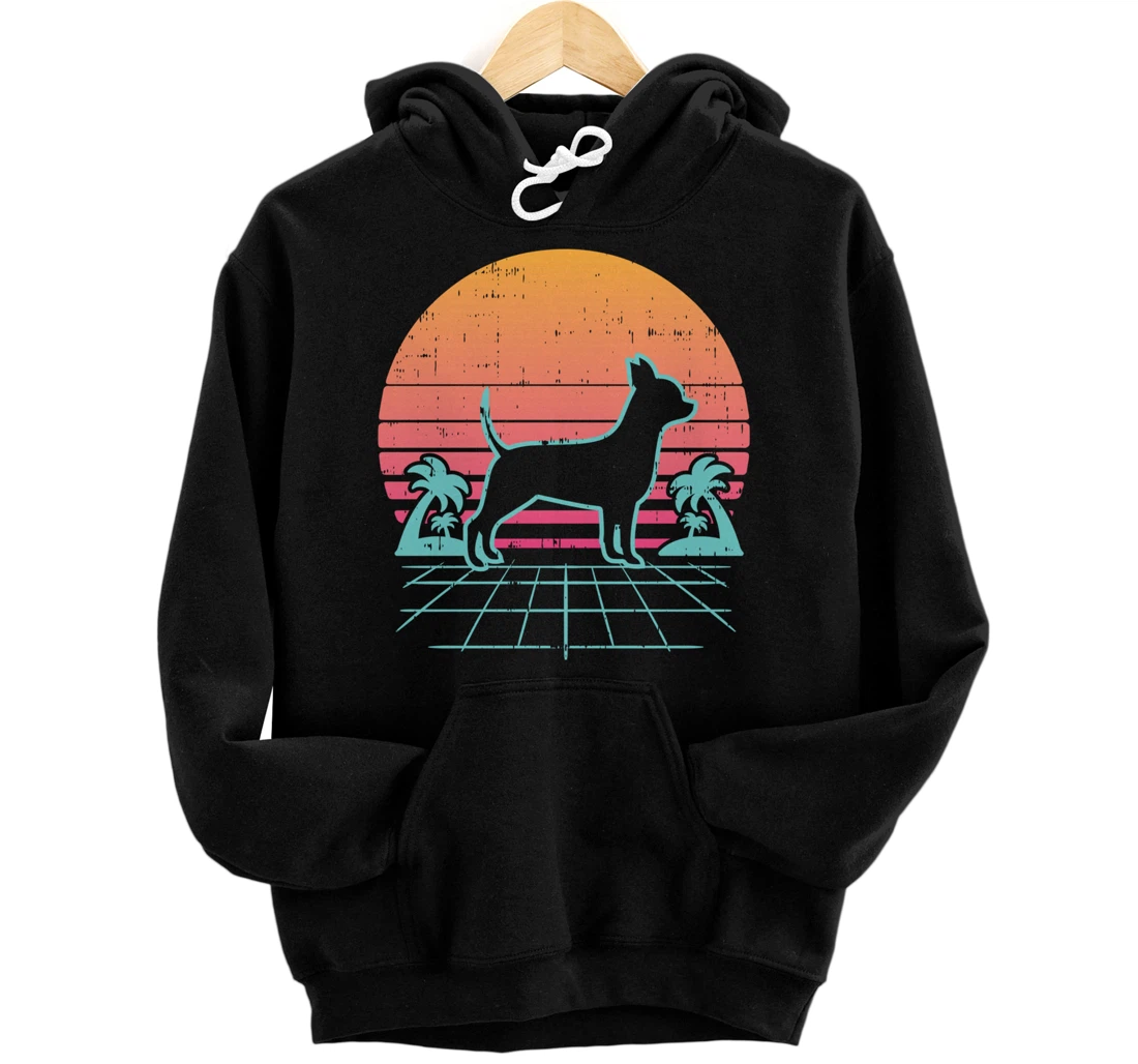 Chihuahua Vaporwave Retro Chiwawa Dog 80s 90s Japanese Gift Pullover Hoodie