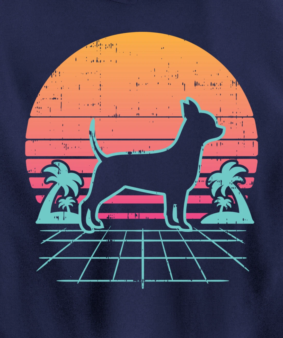 Chihuahua Vaporwave Retro Chiwawa Dog 80s 90s Japanese Gift Pullover Hoodie