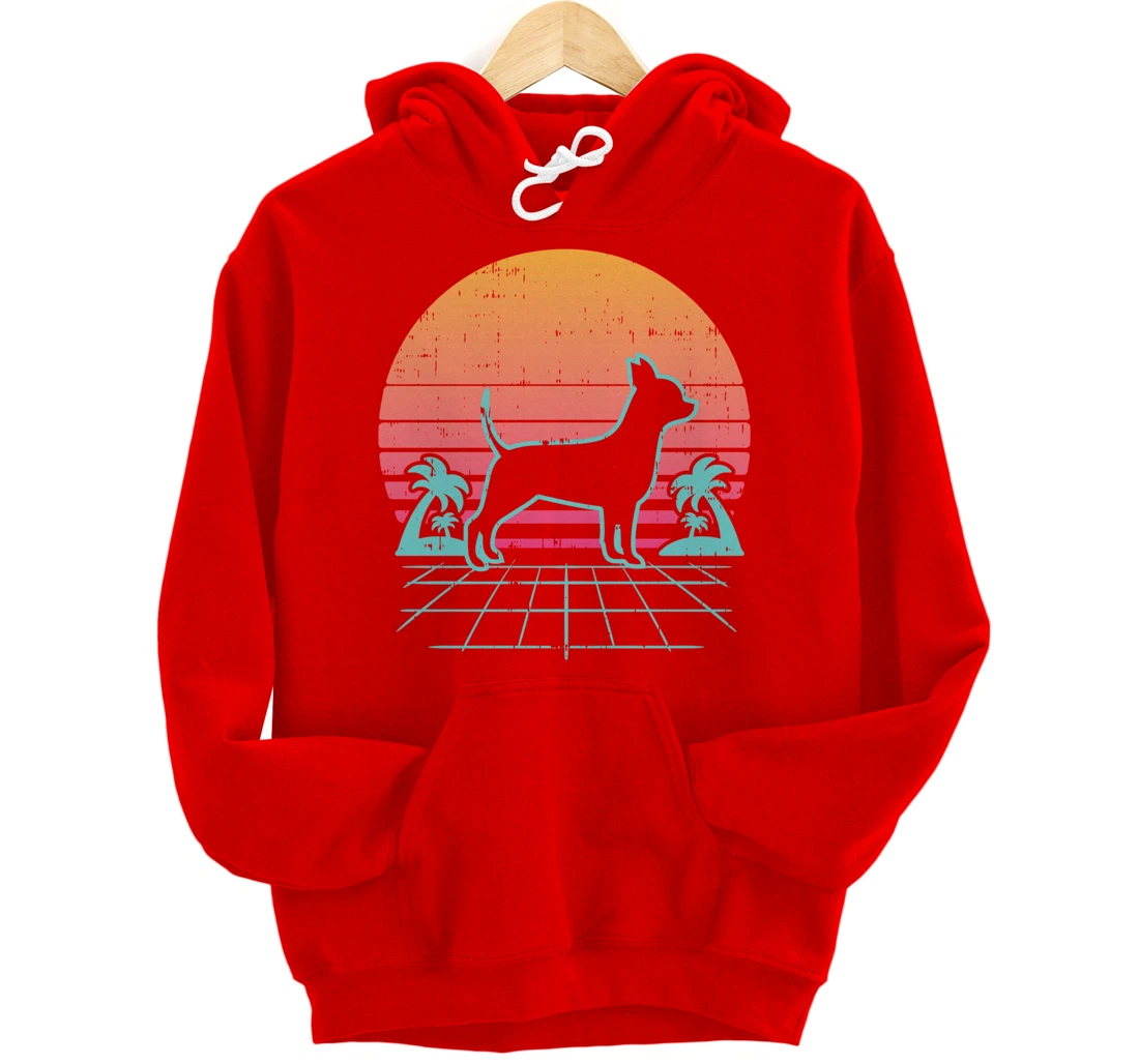 Chihuahua Vaporwave Retro Chiwawa Dog 80s 90s Japanese Gift Pullover Hoodie