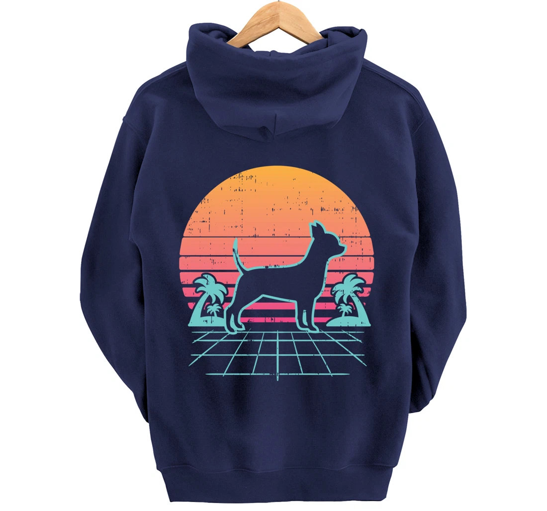 Chihuahua Vaporwave Retro Chiwawa Dog 80s 90s Japanese Gift Pullover Hoodie