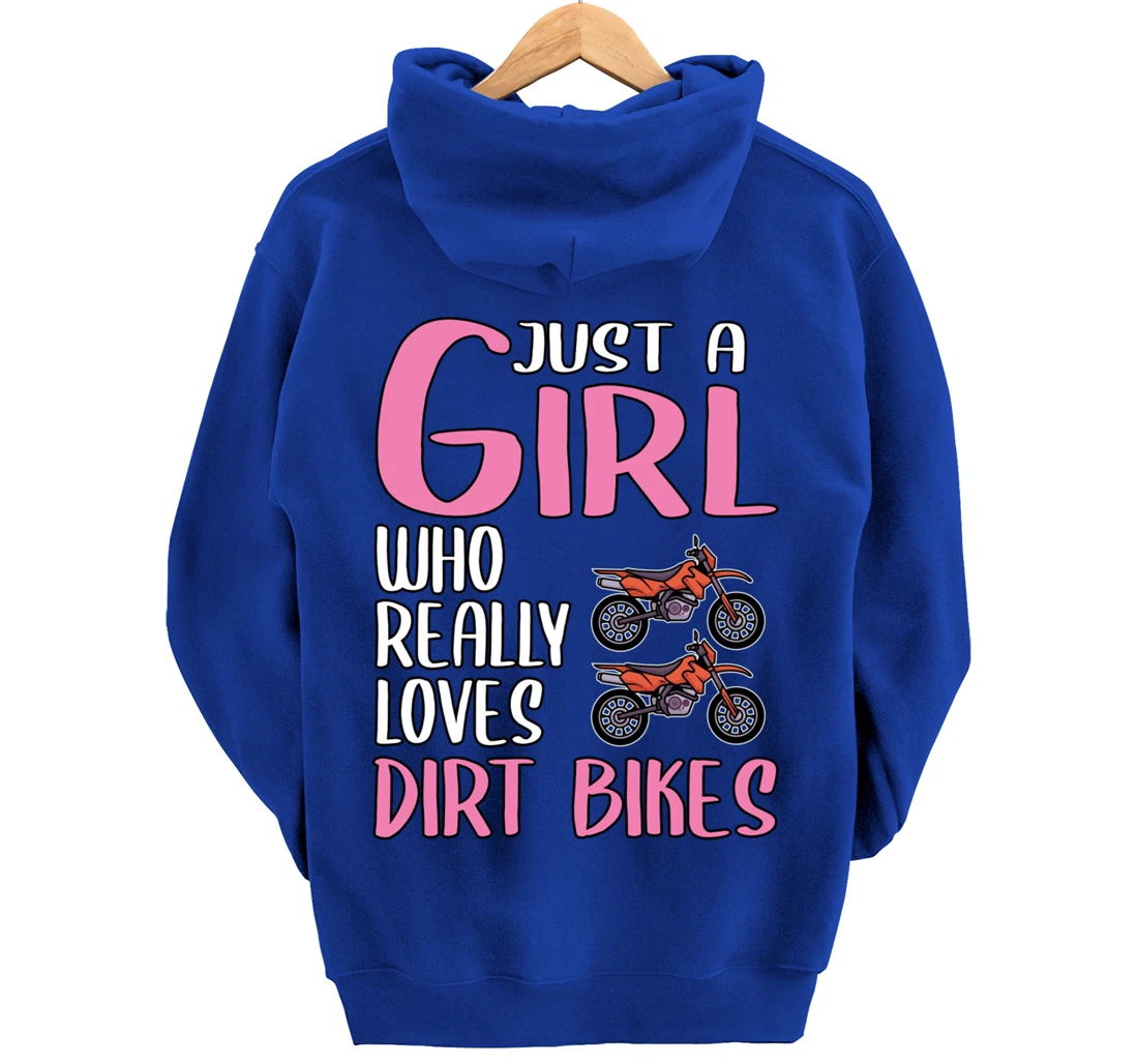 Women Dirt Bike Gift Just A Girl Who Really Loves Dirt Bikes Pullover Hoodie