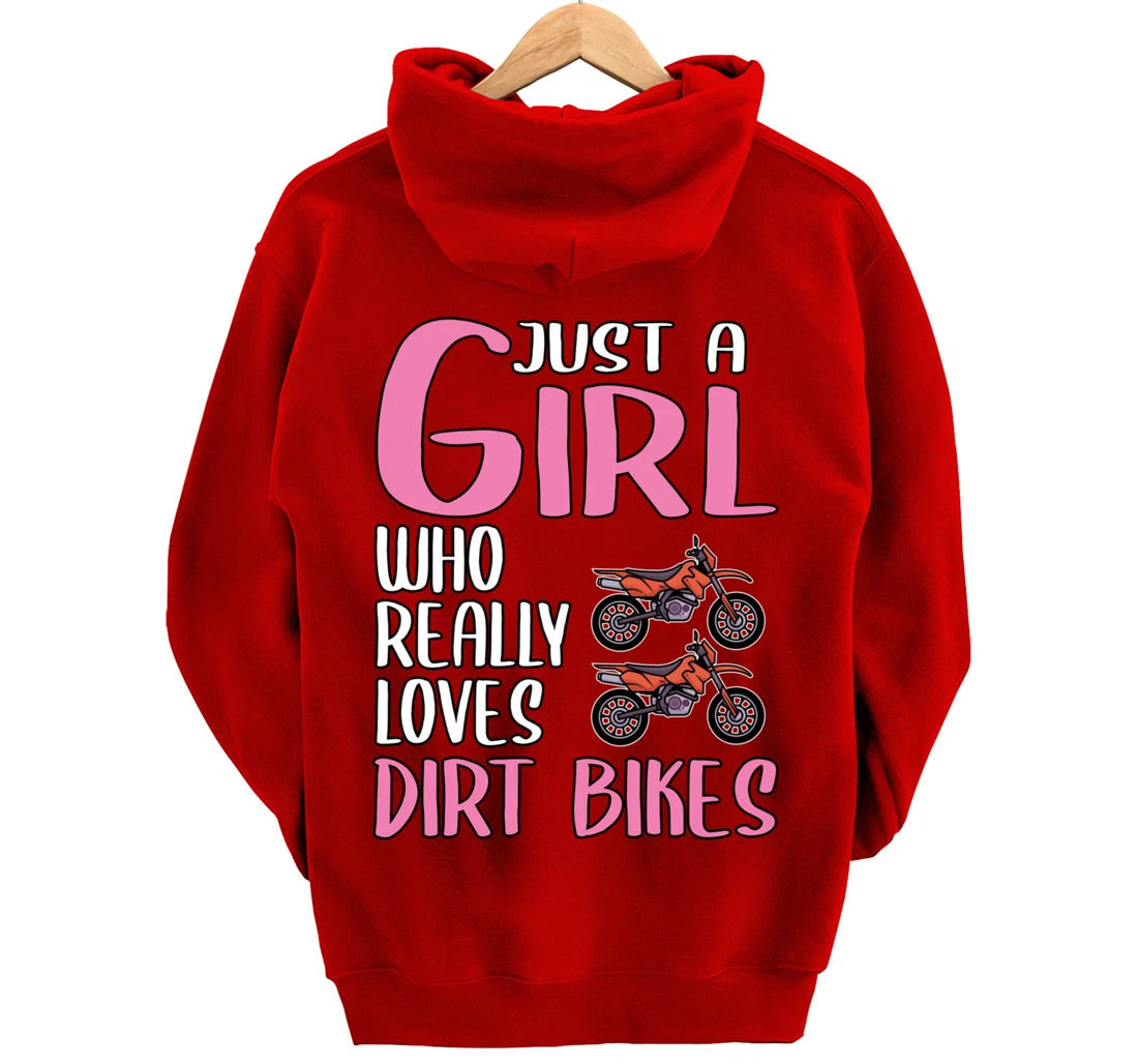 Women Dirt Bike Gift Just A Girl Who Really Loves Dirt Bikes Pullover Hoodie