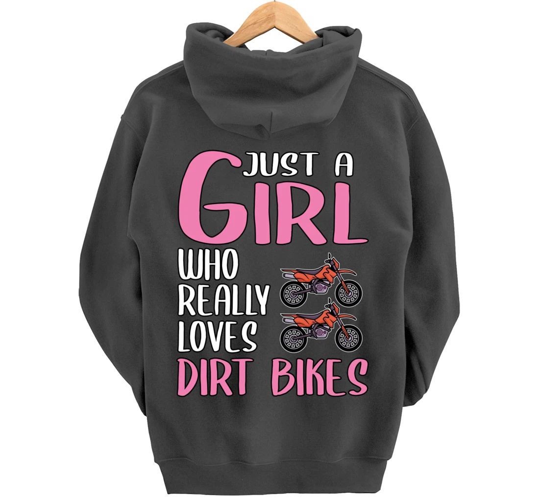 Women Dirt Bike Gift Just A Girl Who Really Loves Dirt Bikes Pullover Hoodie