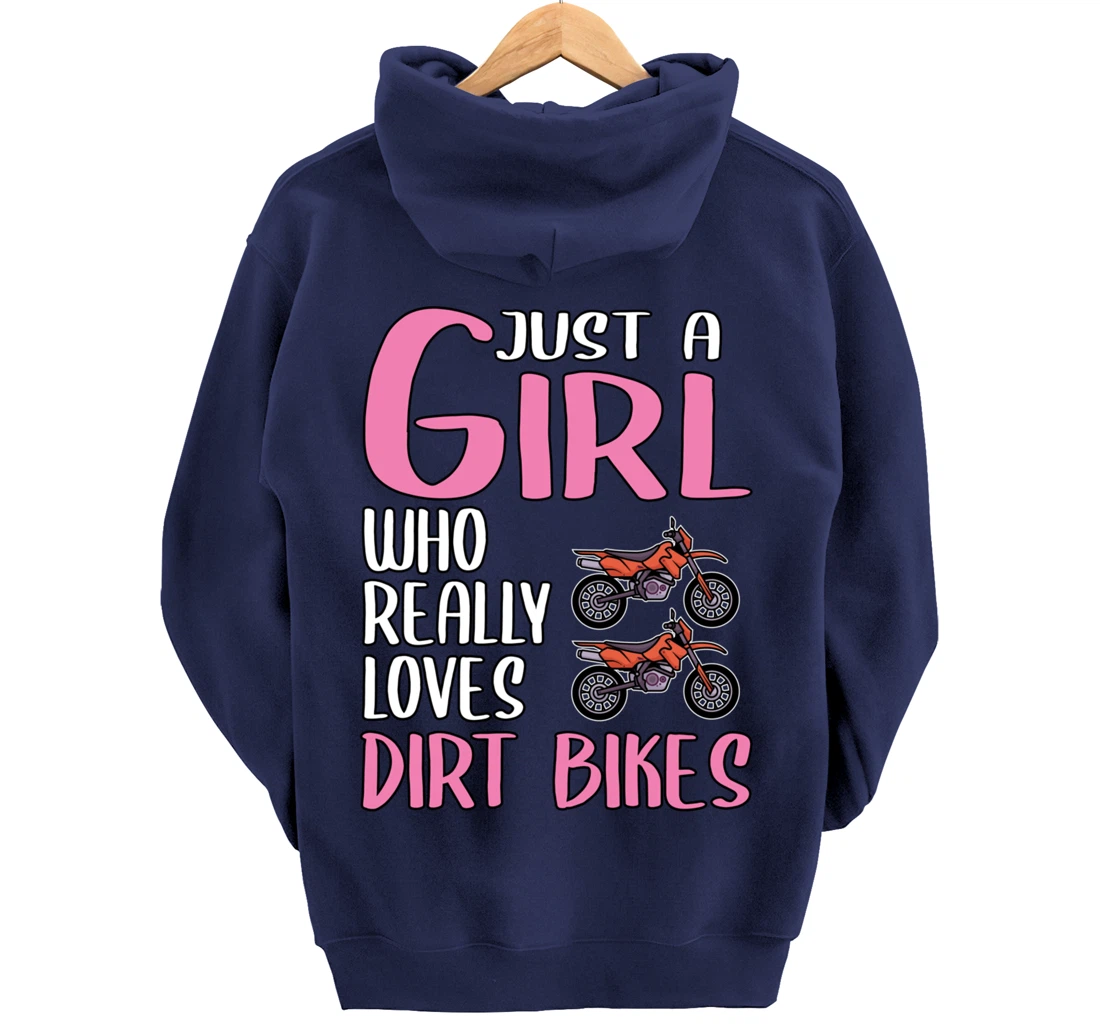 Women Dirt Bike Gift Just A Girl Who Really Loves Dirt Bikes Pullover Hoodie