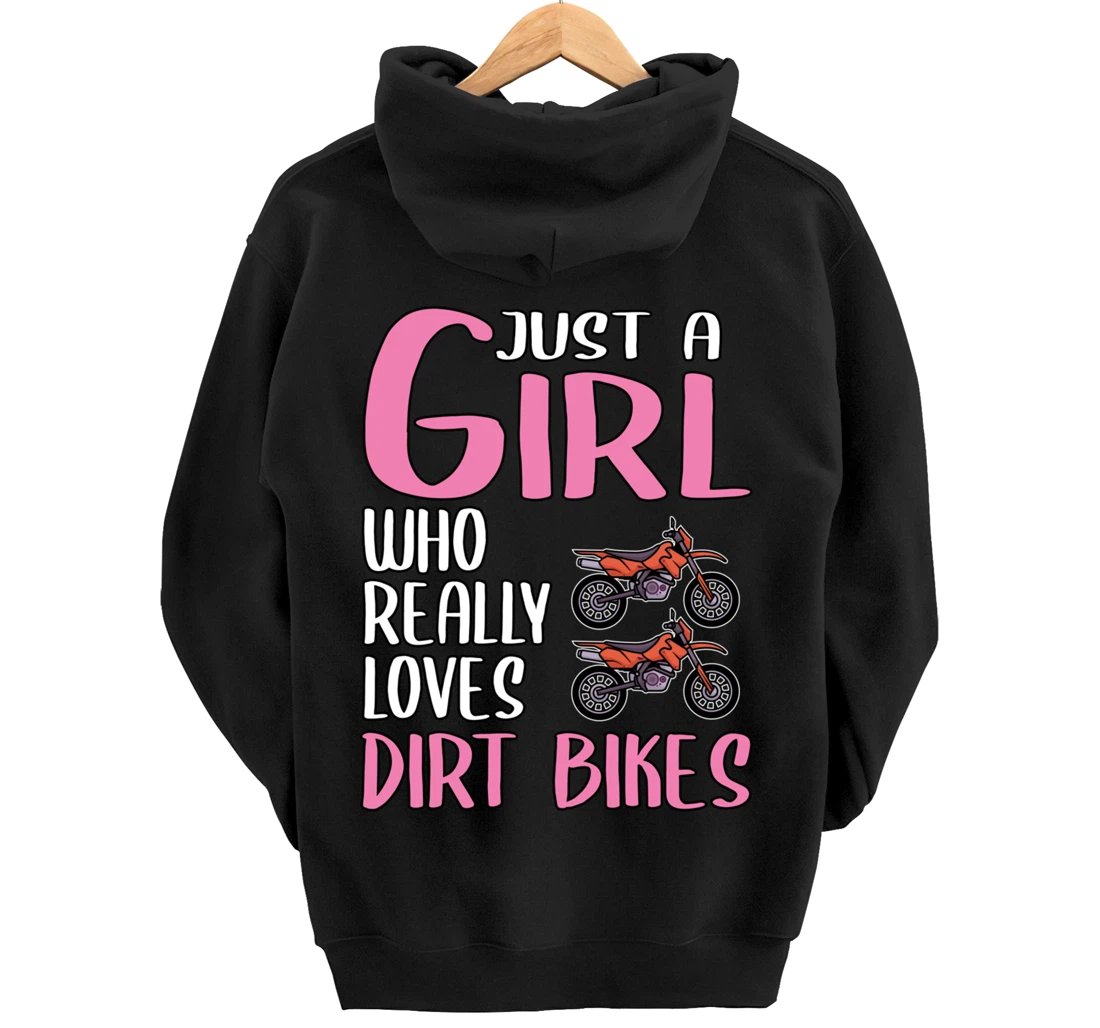 Women Dirt Bike Gift Just A Girl Who Really Loves Dirt Bikes Pullover Hoodie