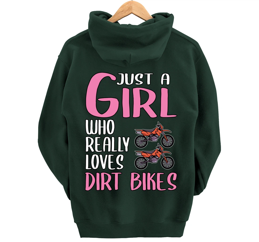 Women Dirt Bike Gift Just A Girl Who Really Loves Dirt Bikes Pullover Hoodie
