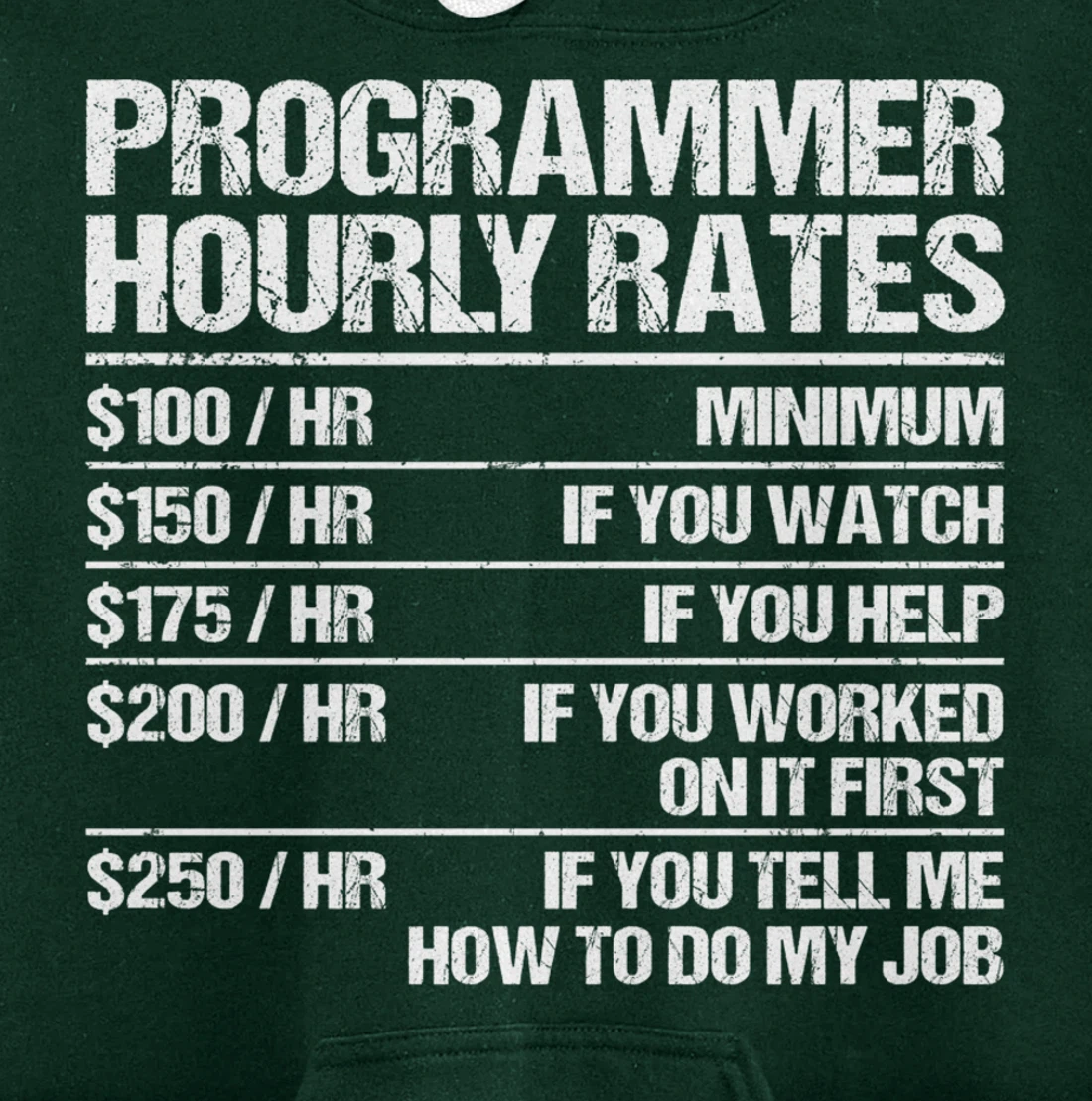 Programmer Hourly Rates Programming Funny Coder Gift Pullover Hoodie