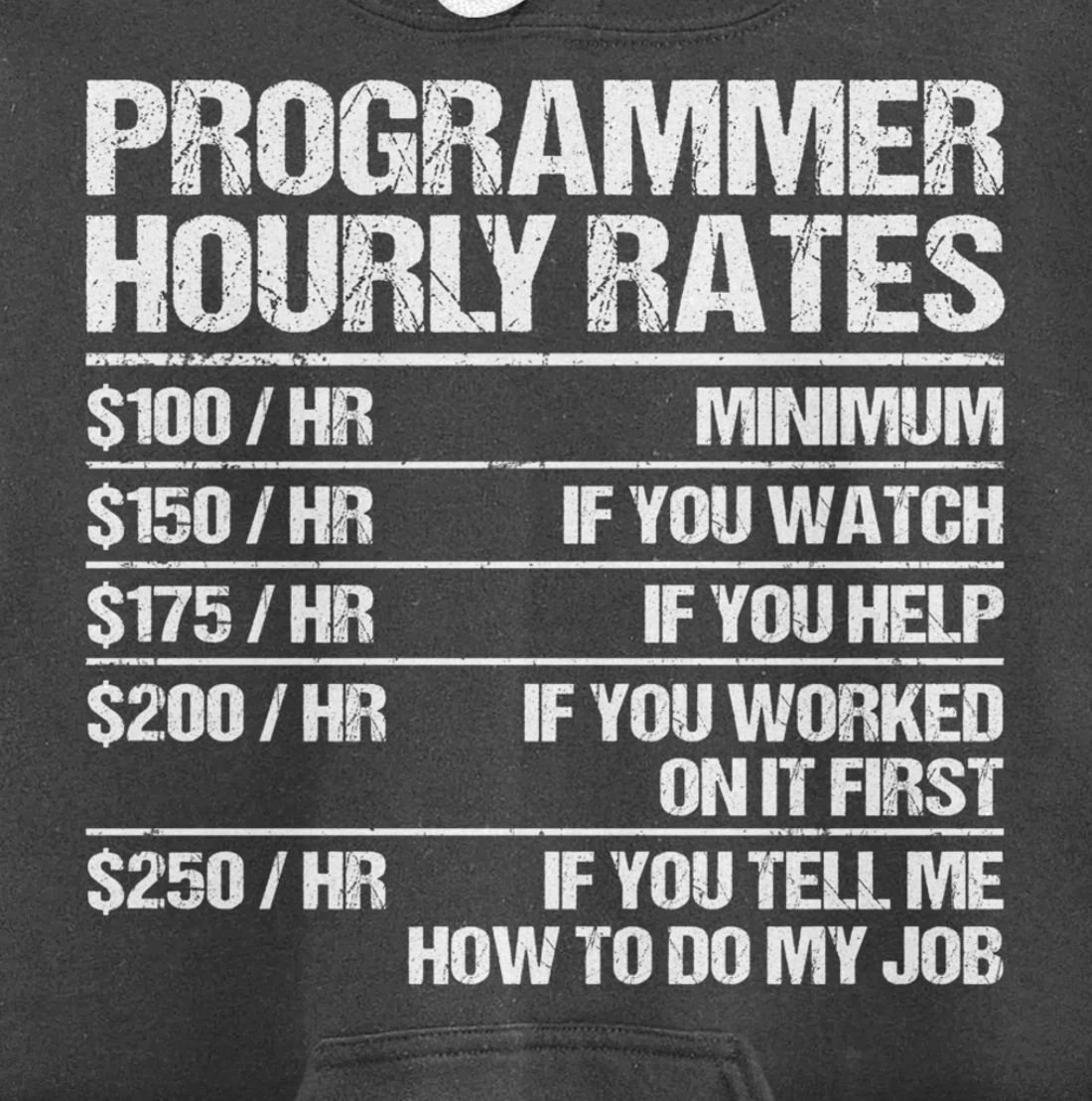 Programmer Hourly Rates Programming Funny Coder Gift Pullover Hoodie
